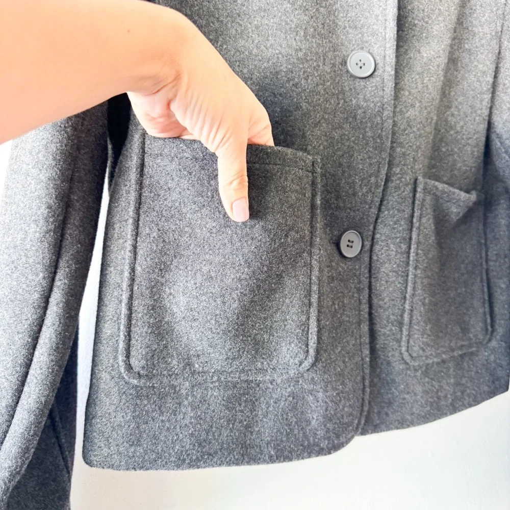 Zara Charcoal Gray Pea Coat‎ Jacket with Pockets Size X-Small